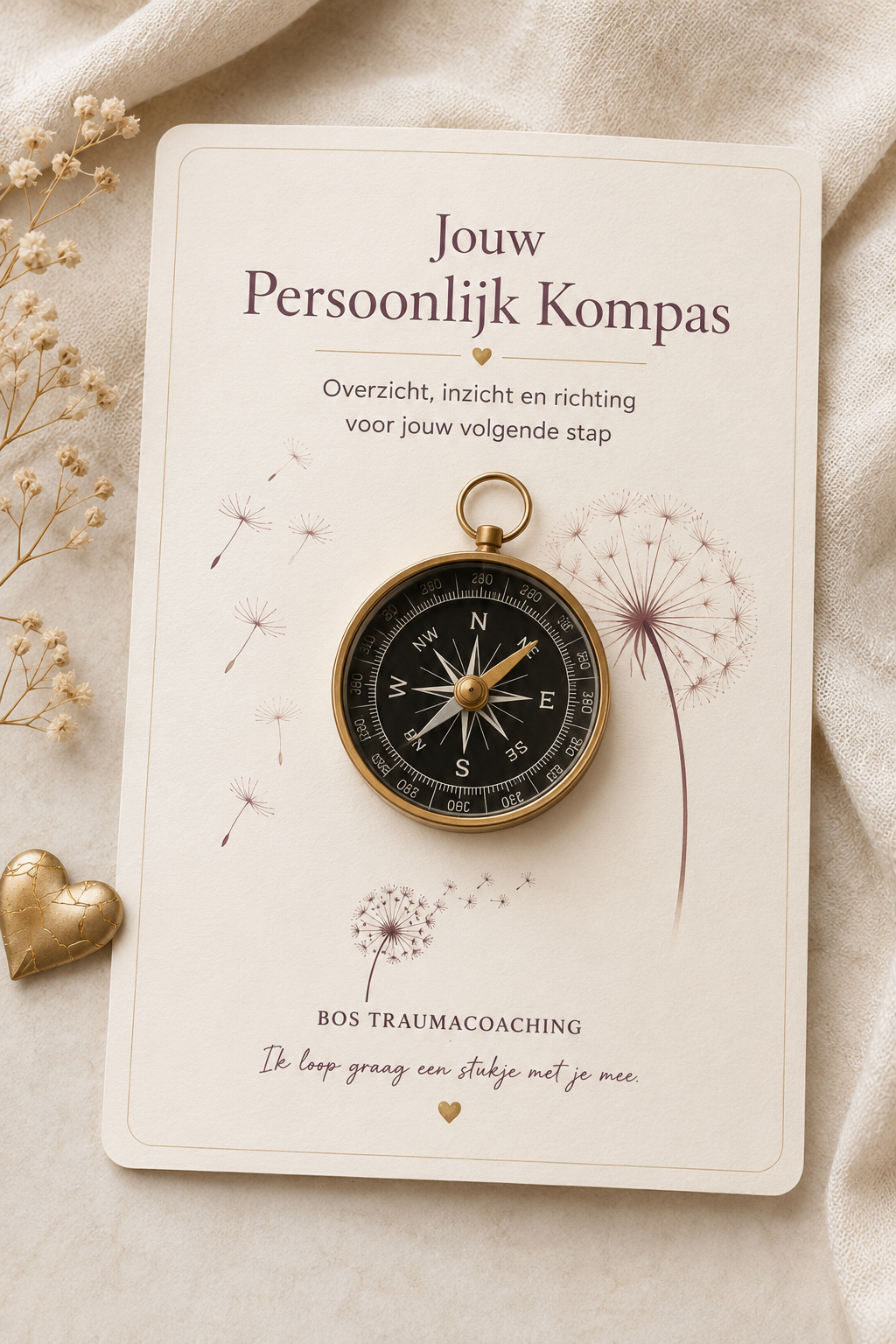 Je hoeft het niet alleen te doen. Ik help je graag met jouw persoonlijkj kompas
